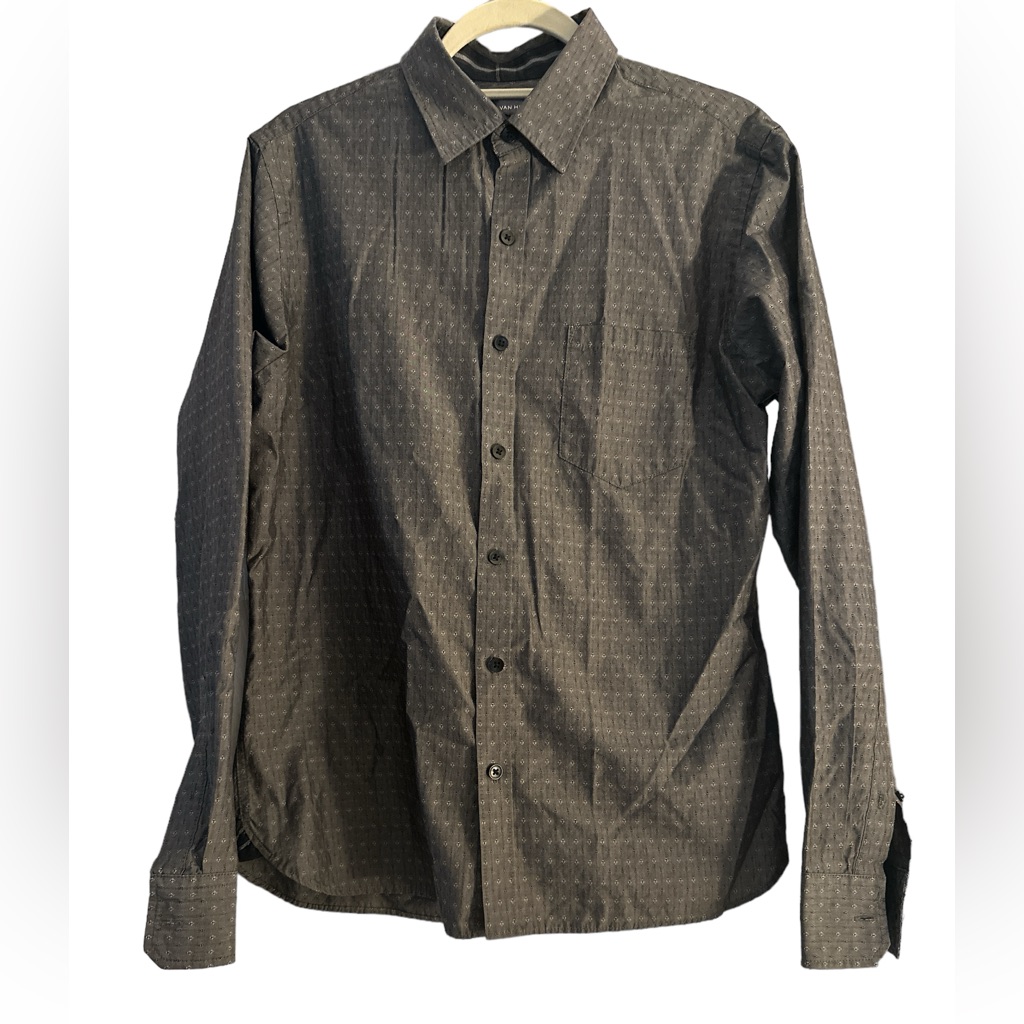 Men’s Van Heusen Grey Diamond Pattern Button Down - 15-15.5